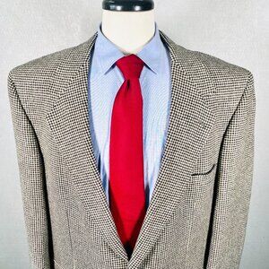 Vintage Homer Reed Cashmere Blazer Mens 46R Beige Wool Houndstooth Jacket Union
